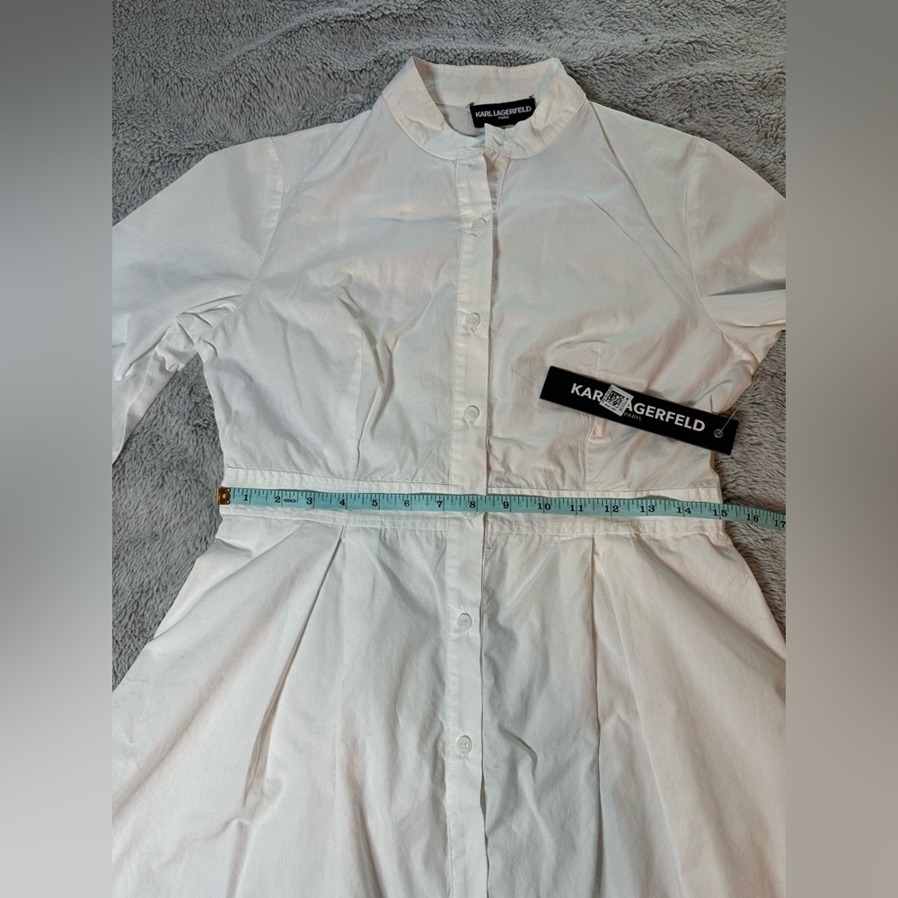 Karl Lagerfeld Paris White Cotton Button-Front Tunic Blouse Size Small NWT - Picture 11 of 13